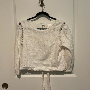 Elegant White Eyelet Women's Top